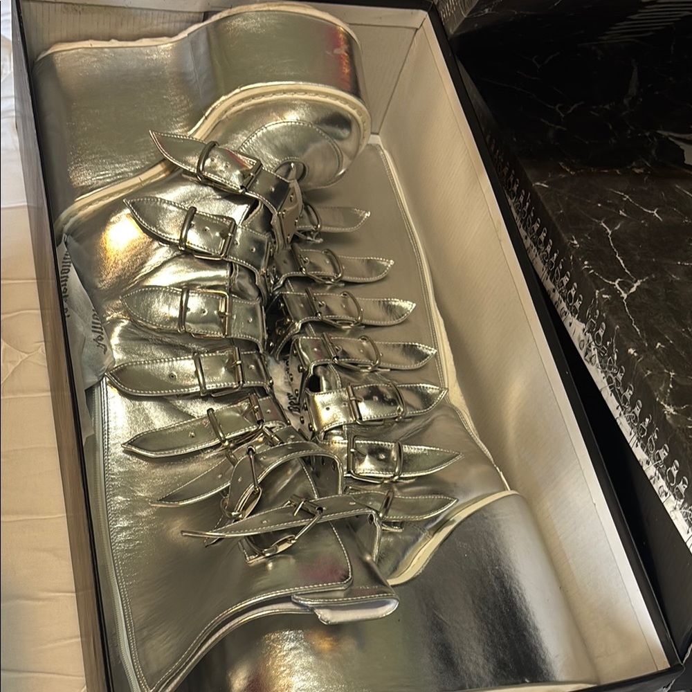 Dolls Kill Silver Platform Boots